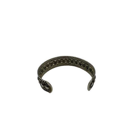 Silvertone Cuff Bracelet Rope and Ball Design - Picture 4 of 5